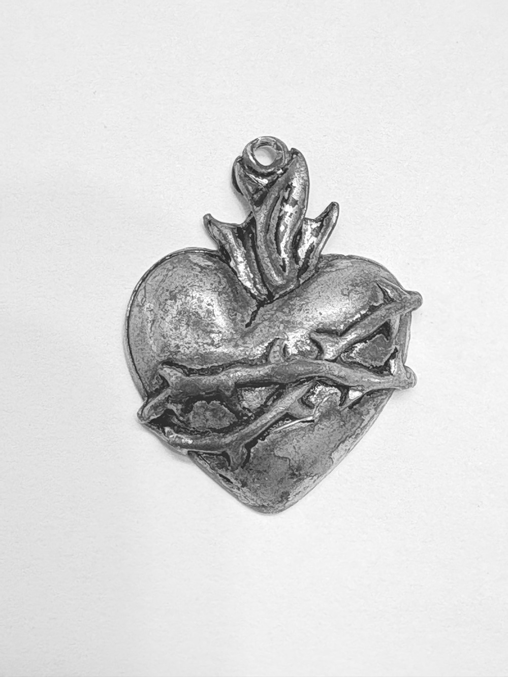 FlashPoint Studios Sterling Silver Sacred Heart unisex Necklace Pendant